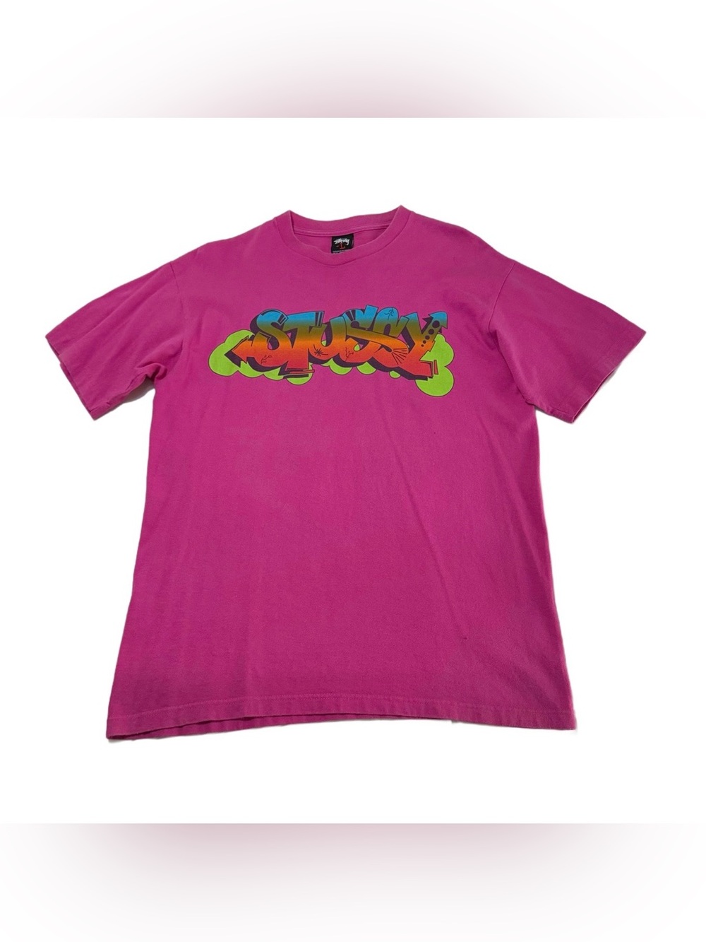 Vintage Pink Graffiti Stussy Tee Shirt